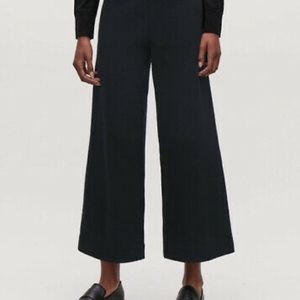 High waist wide leg black trousers